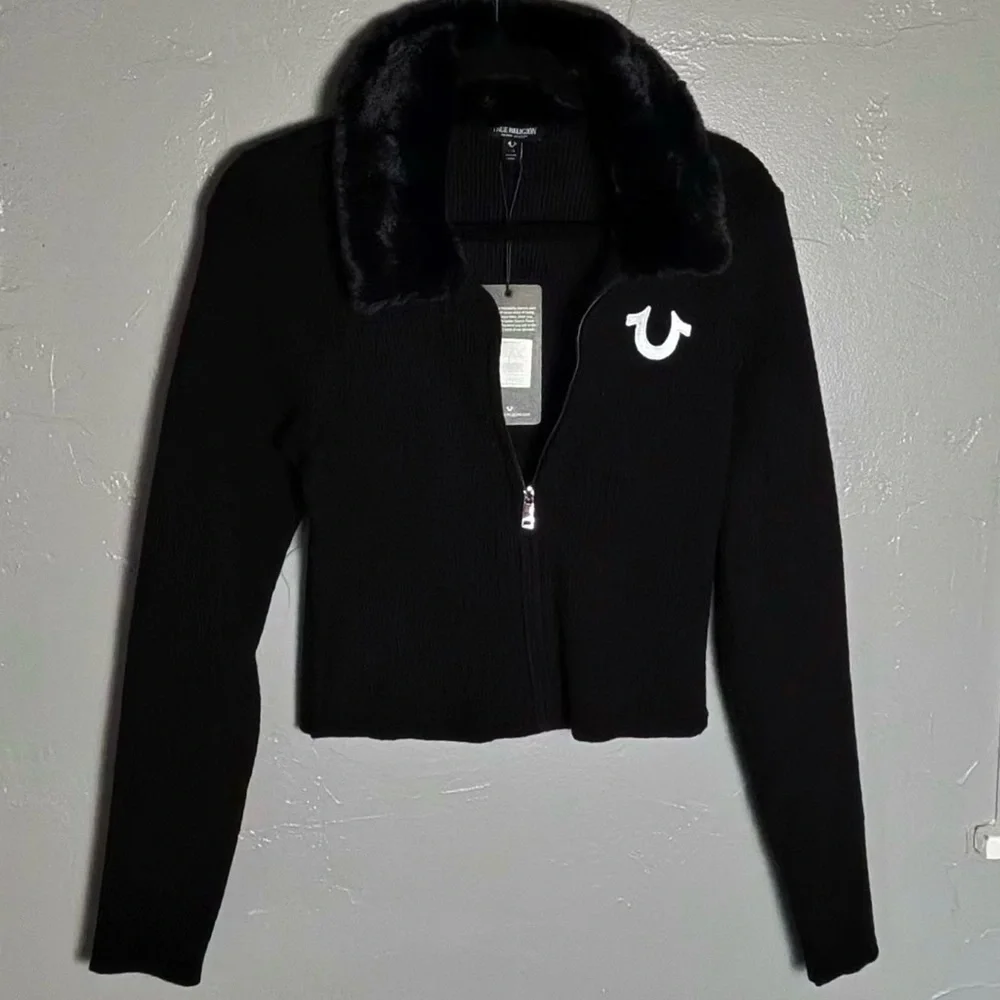 True Religion‎ Black Jacket with Fur Collar